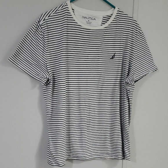 Nautica Navy and White Striped Tee - Picture 1 of 4